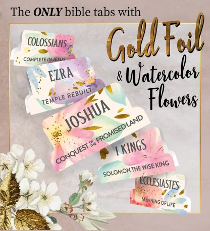 Gold Floral Bible Tabs for Women –  Large Print Bibles – 66 Peel-and-Stick Bible Index Tabs