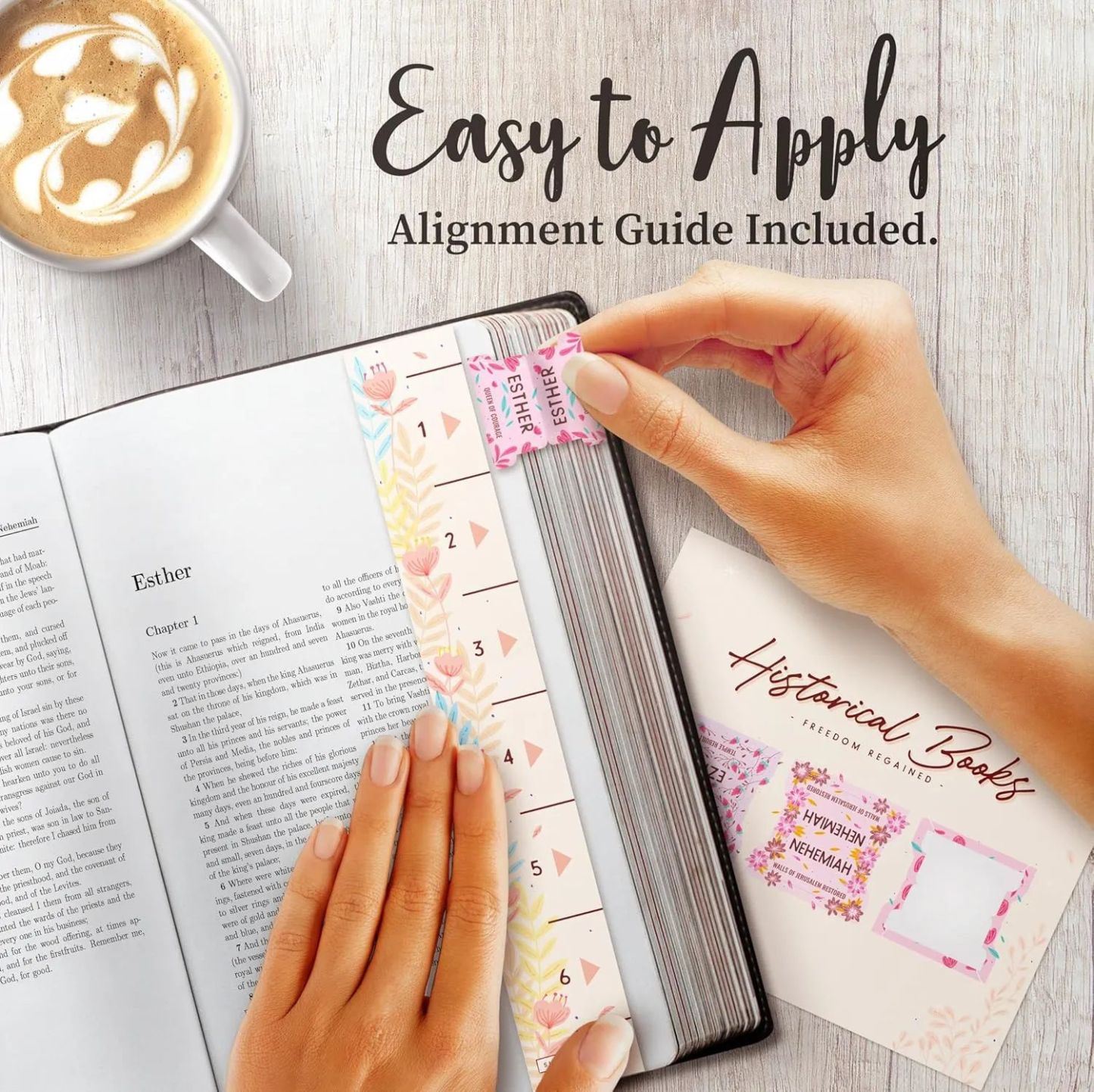 Gold Floral Bible Tabs for Women – Waterproof Laminated Tabs for Large Print Bibles