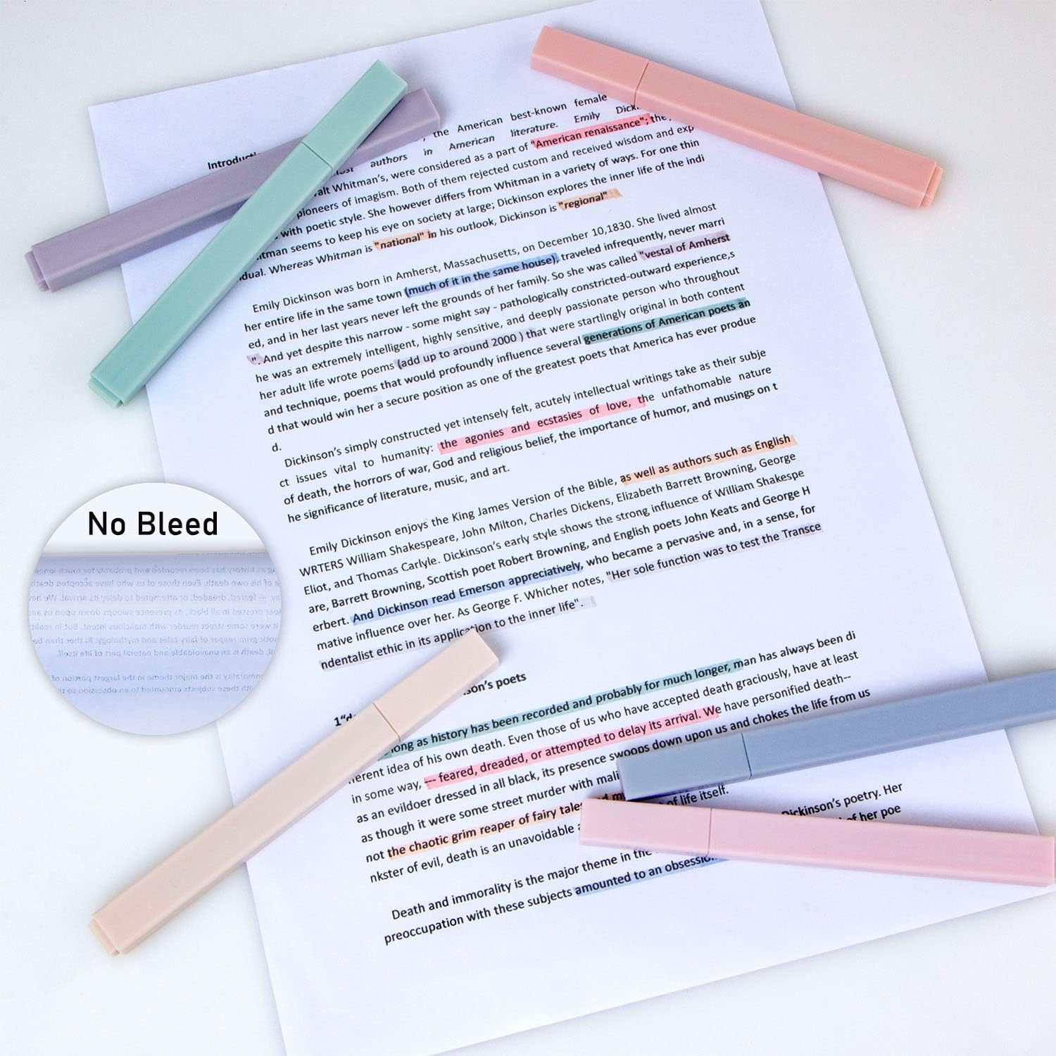 Highlighters for Bible Tabs | No - Bleed Chisel Tip Pens for Bible Study, Notes & School Supplies