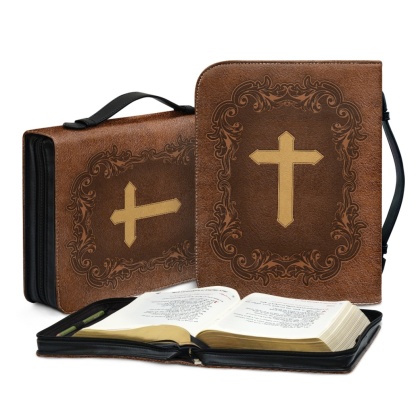 X Large Leather Bible Cover - Engraved He Fills My Life with Good Things (Psalm 103:5)
