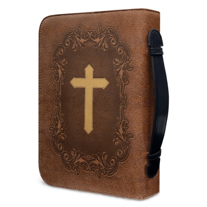 X Large Leather Bible Cover - Engraved He Fills My Life with Good Things (Psalm 103:5)