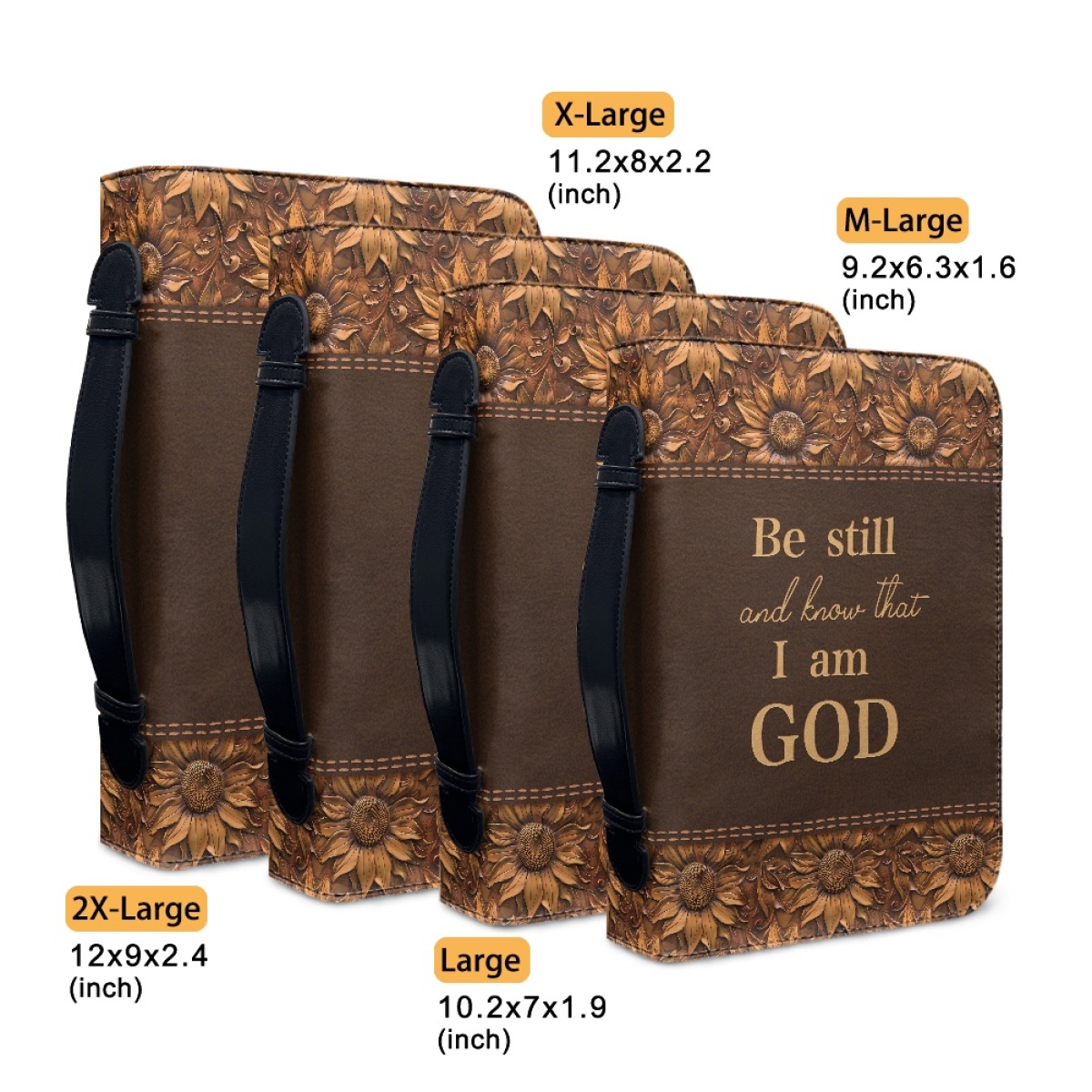 Large Personalized Bible Cover - Engraved Be Still and Know That I Am God (Psalm 46:10)