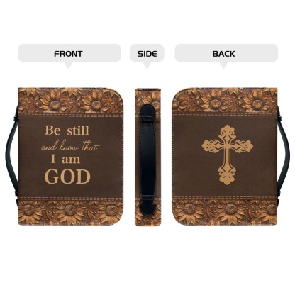 Large Personalized Bible Cover - Engraved Be Still and Know That I Am God (Psalm 46:10)