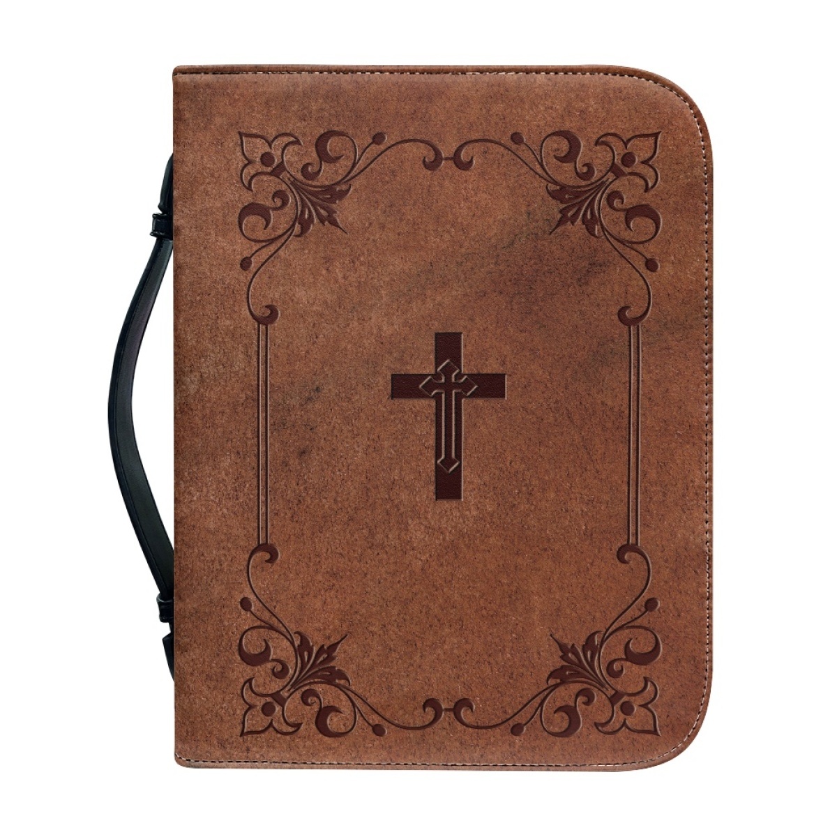 Custom Leather Bible Cover for Men - Embossed Cross Design | Rugged Faith & Timeless Symbolism