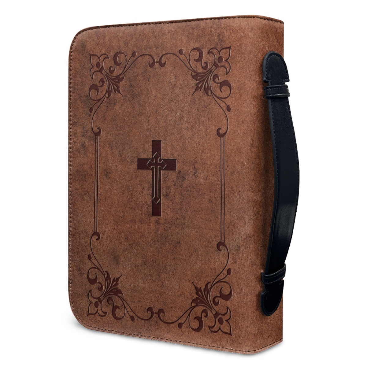 Custom Leather Bible Cover for Men - Embossed Cross Design | Rugged Faith & Timeless Symbolism