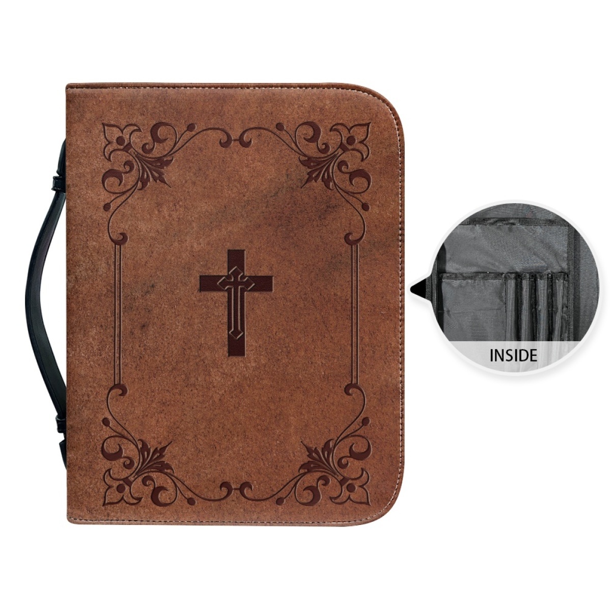 Custom Leather Bible Cover for Men - Embossed Cross Design | Rugged Faith & Timeless Symbolism