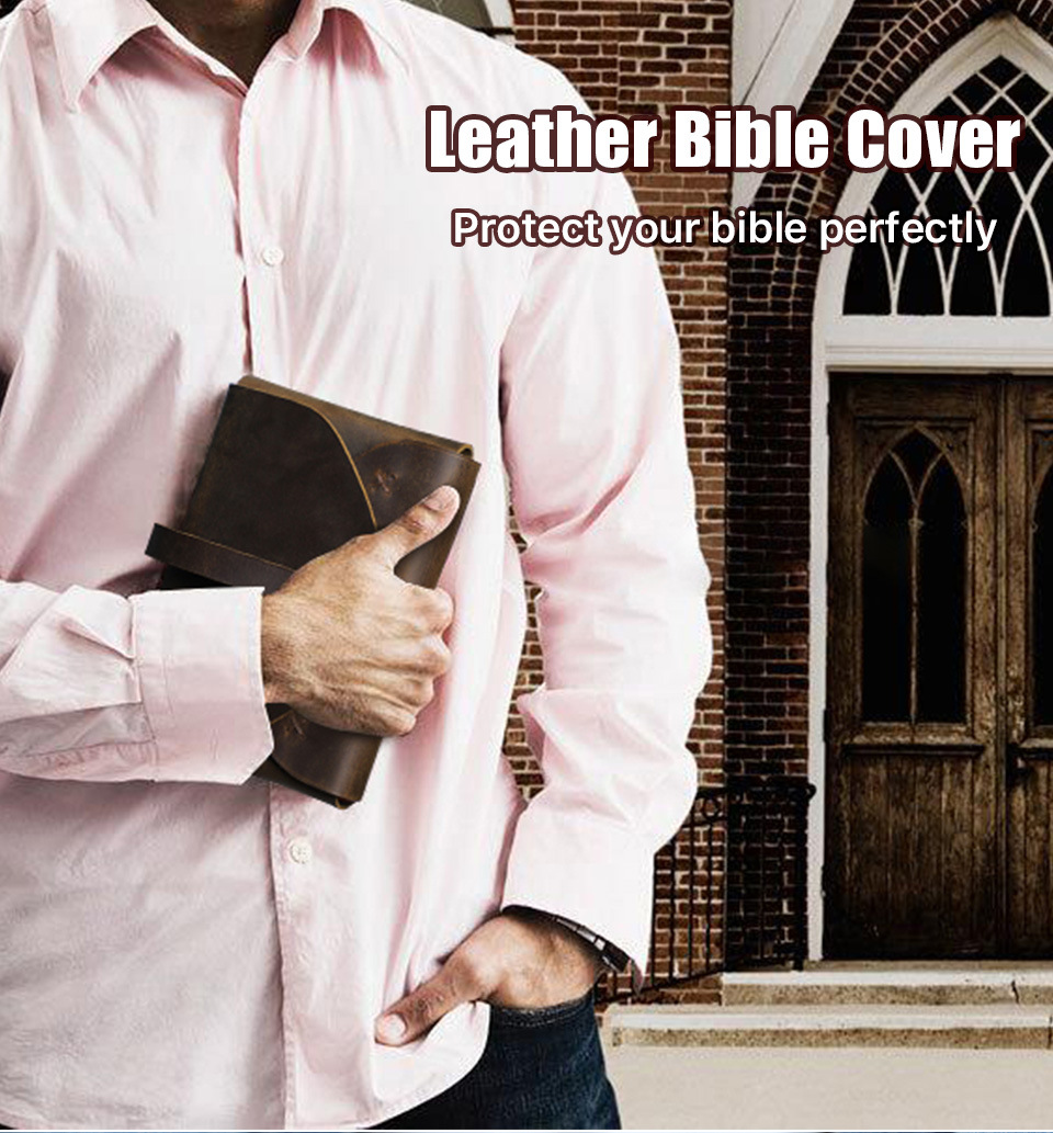 Genuine Full-Grain Leather Bible Cover | Customizable in 7-16" Sizes for Men & Women