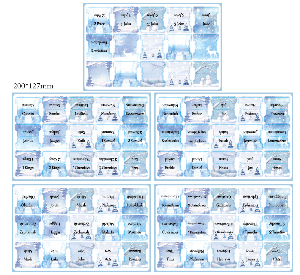 Winter Scene Waterproof Index Tabs, Bible Label Stickers, Book Classification Marking Stickers - 5 Sheets/Set