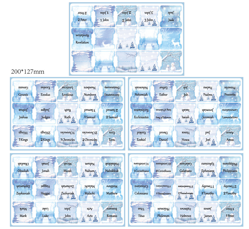 Winter Scene Waterproof Index Tabs, Bible Label Stickers, Book Classification Marking Stickers - 5 Sheets/Set