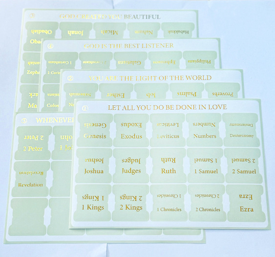 Gold Foil Bible Tabs, Cyan Gold Foil Index Tabs, Marking Stickers - 5 Sheets/Set