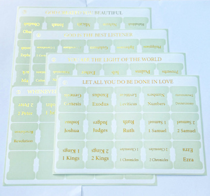 Gold Foil Bible Tabs, Cyan Gold Foil Index Tabs, Marking Stickers - 5 Sheets/Set