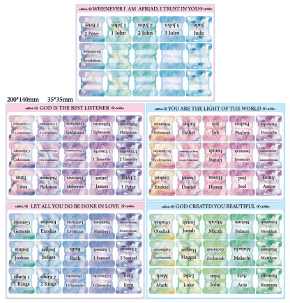 Watercolor Bible Index Tabs, Waterproof Label Stickers - 5 Sheets/Set