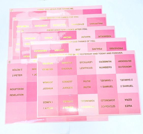Bible Tabs, Pink Gold Foil Index Tabs, Book Marking Stickers - 6 Sheets/Set