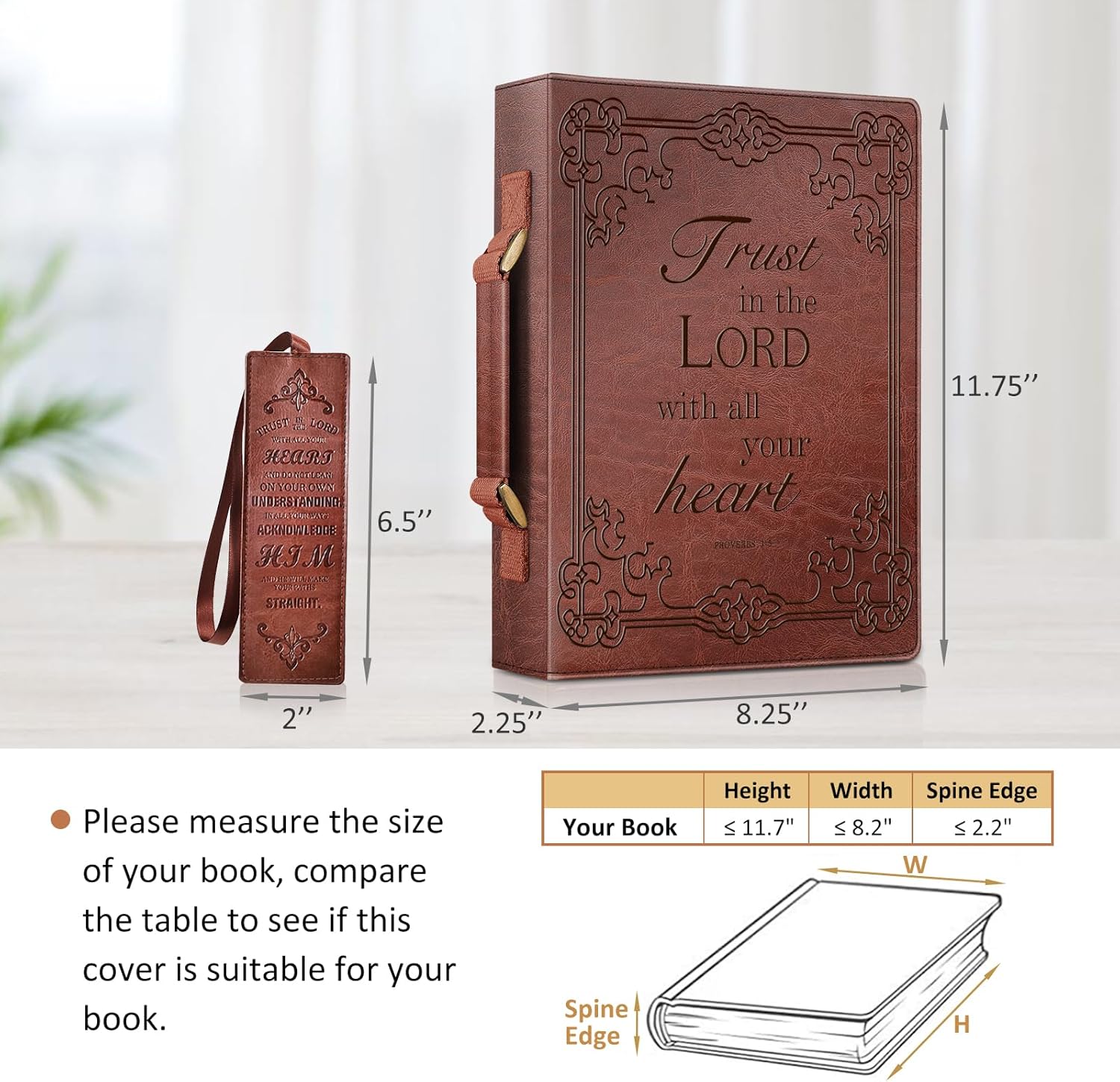 PU Vegan Leather Bible Bag | Brown Church Tote with Handle