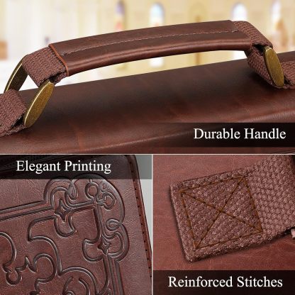 PU Vegan Leather Bible Bag | Brown Church Tote with Handle