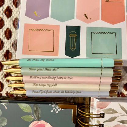 Rose Gold Bible Pen Sets with Hymn Verses | Inspirational Christian Gifts for Women