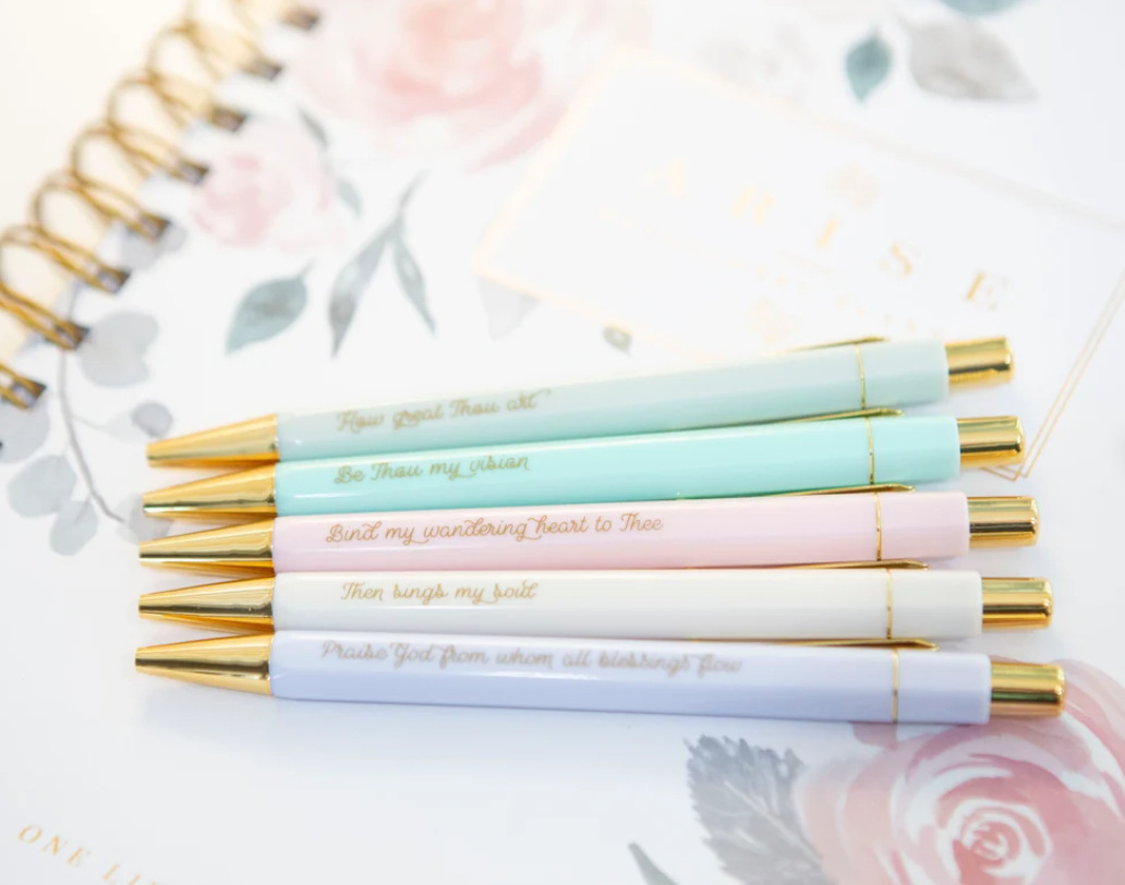 Rose Gold Bible Pen Sets with Hymn Verses | Inspirational Christian Gifts for Women