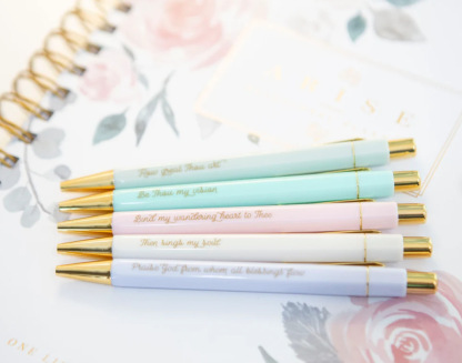 Rose Gold Bible Pen Sets with Hymn Verses | Inspirational Christian Gifts for Women