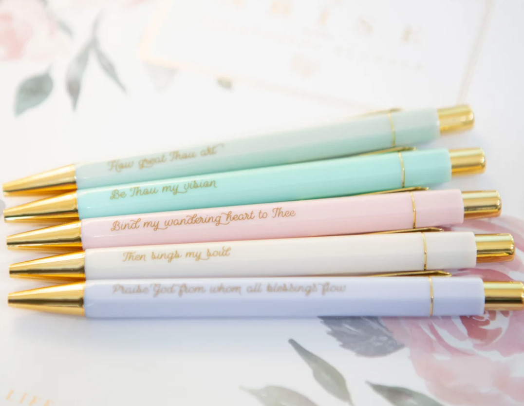 Rose Gold Bible Pen Sets with Hymn Verses | Inspirational Christian Gifts for Women