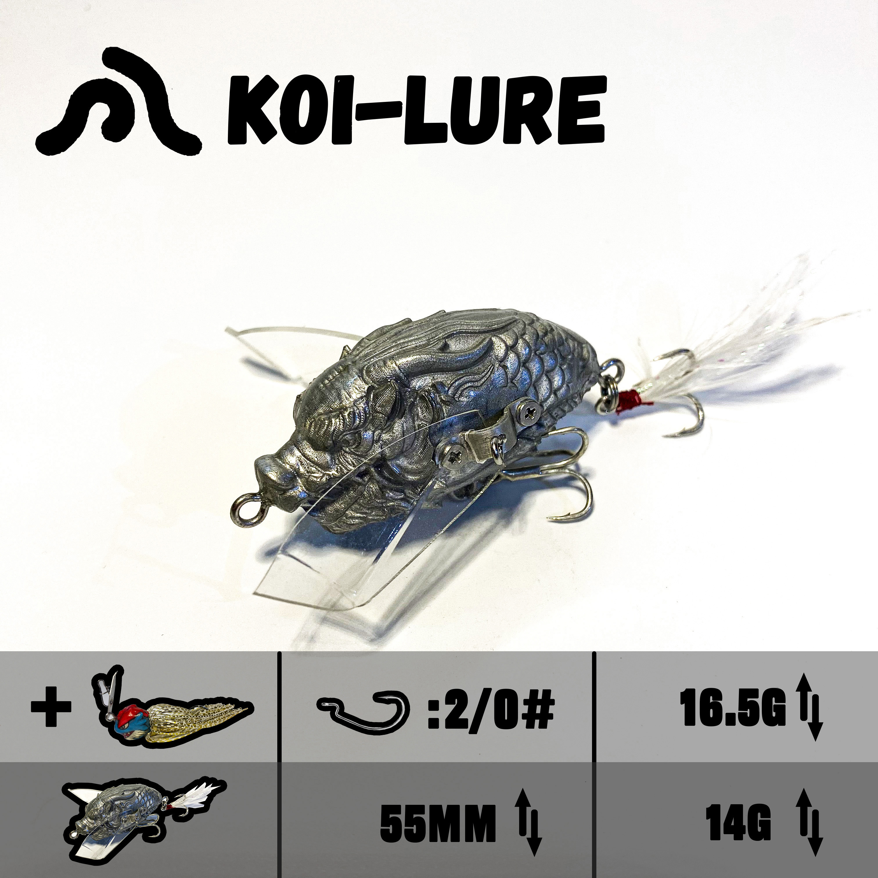koi-lure （Celestial Serpent） Popper X1+(Wyrm Lizard) JIG X1