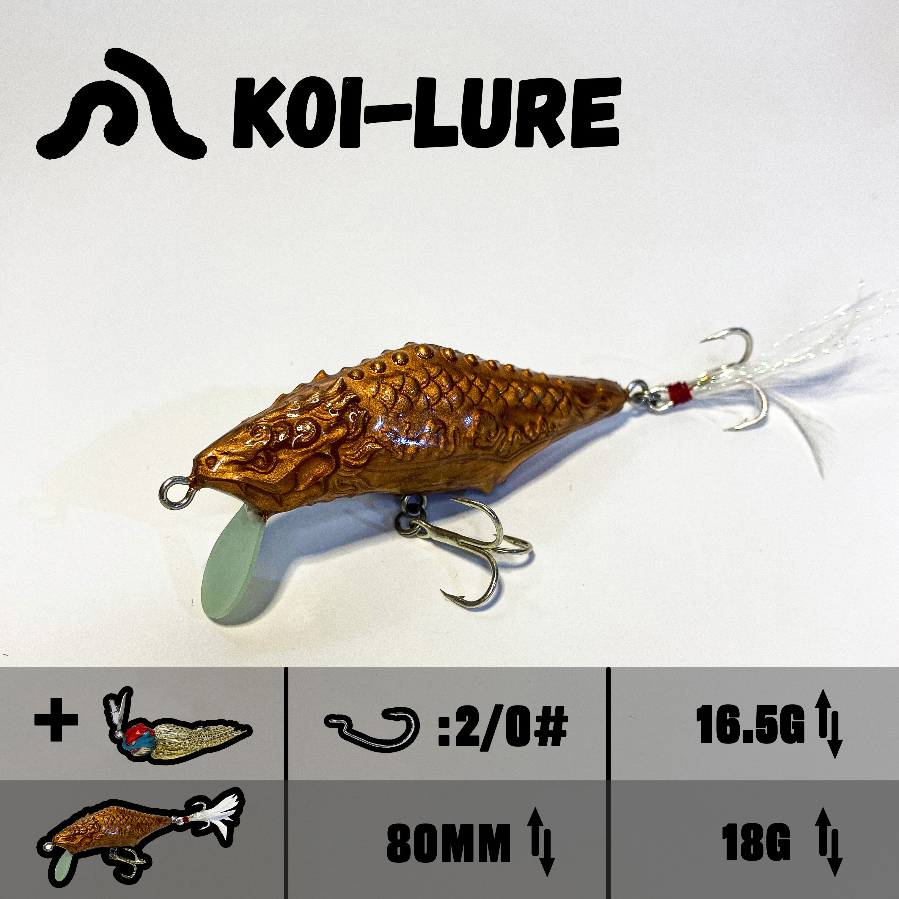 koi-lure （Inferno Serpent） Minnow X1+ (Wyrm Lizard) JIG X1