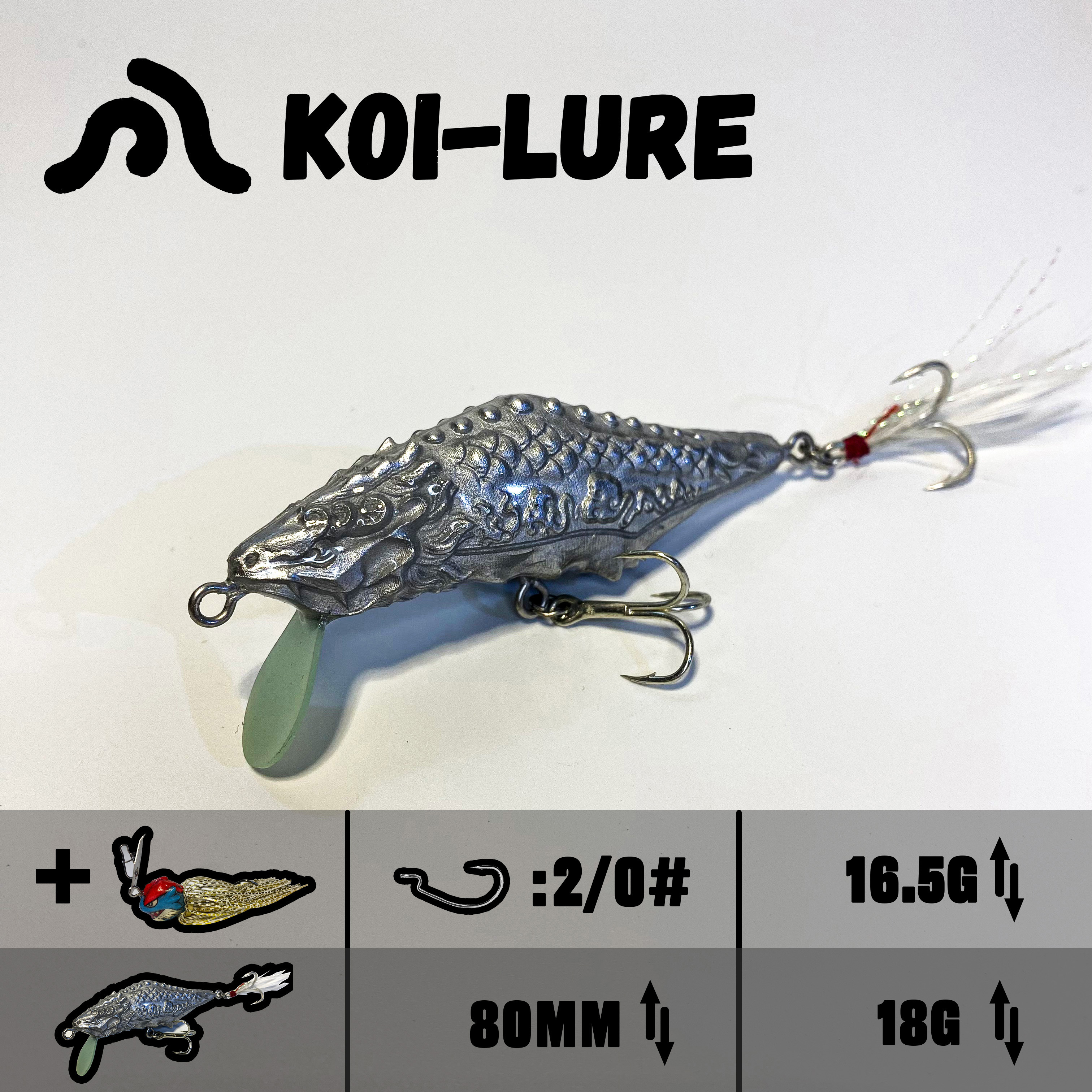 koi-lure （Inferno Serpent） Minnow X1+ (Wyrm Lizard) JIG X1