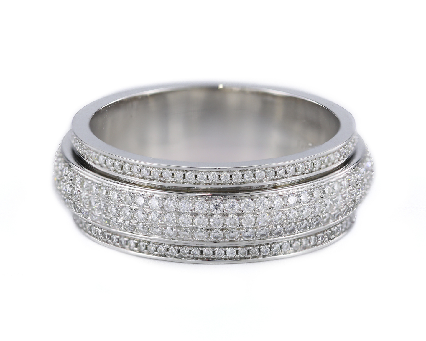 Iced Out Moissanite/Diamond Spinner Ring, Cubic Zirconia Fidget Ring For Men & Women, 925 Sterling Silver Calming Stone Meditation Ring