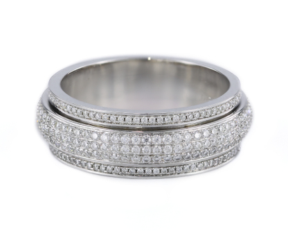 Iced Out Moissanite/Diamond Spinner Ring, Cubic Zirconia Fidget Ring For Men & Women, 925 Sterling Silver Calming Stone Meditation Ring