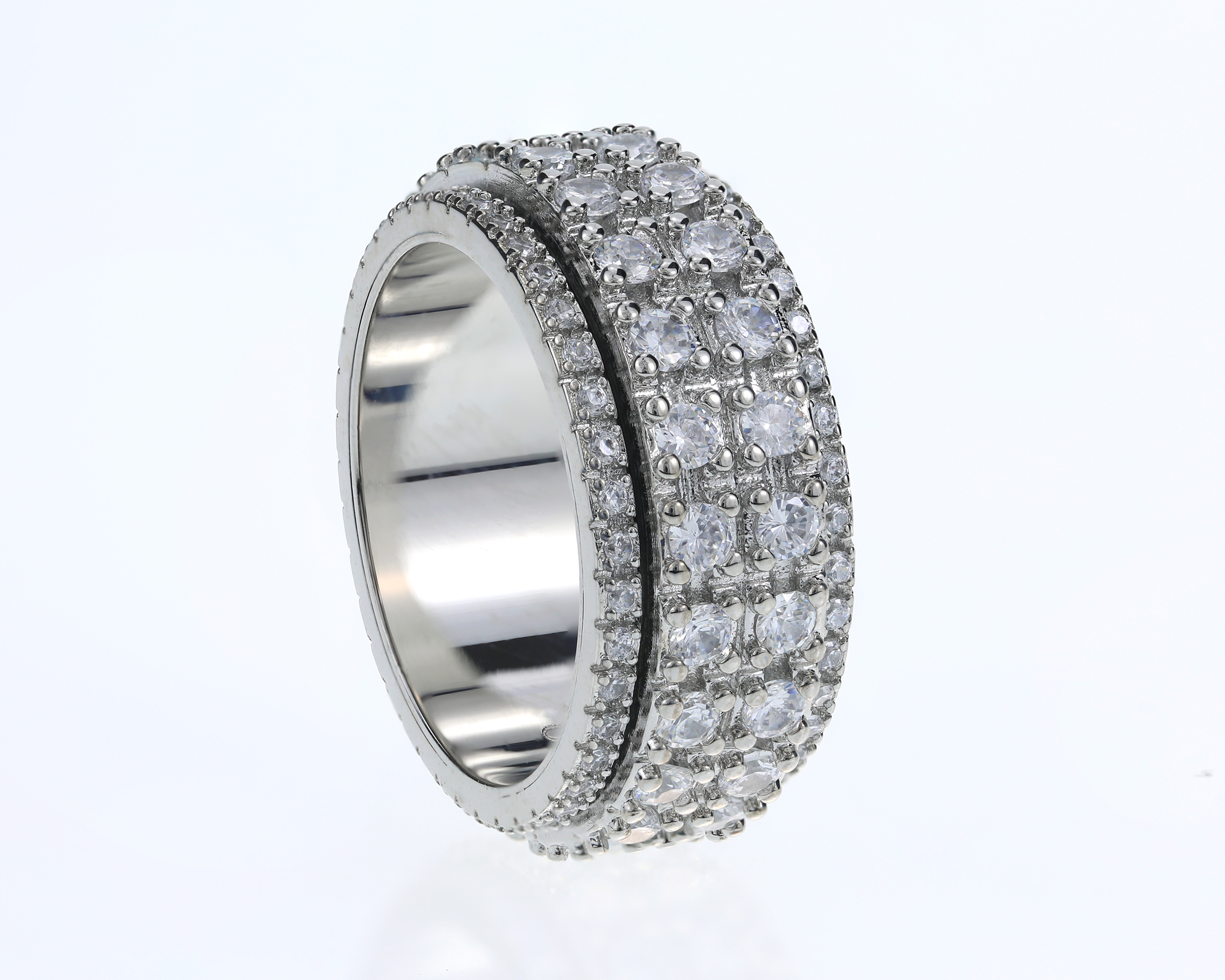 Moissanite Cogwheel Fidget Ring in Copper/Sterling Silver, Cubic Zirconia Spinner Ring For Men & Women, Anxiety Ring for Stress Relief