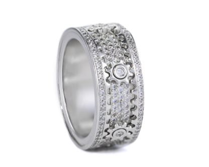 Moissanite Cogwheel Fidget Ring in Copper/Sterling Silver, Cubic Zirconia Spinner Ring For Men & Women, Anxiety Ring for Stress Relief