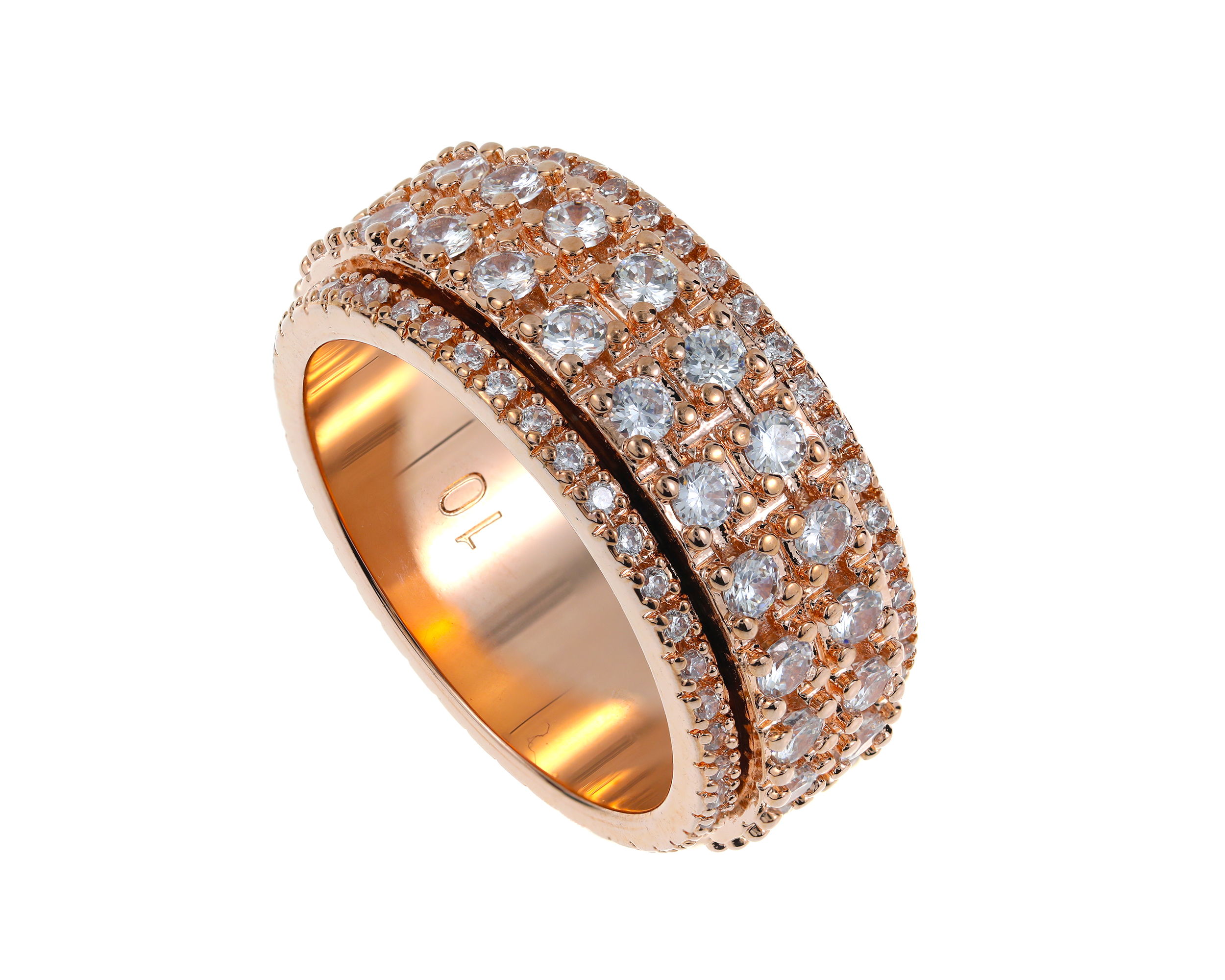 Moissanite Cogwheel Fidget Ring in Copper/Sterling Silver, Cubic Zirconia Spinner Ring For Men & Women, Anxiety Ring for Stress Relief