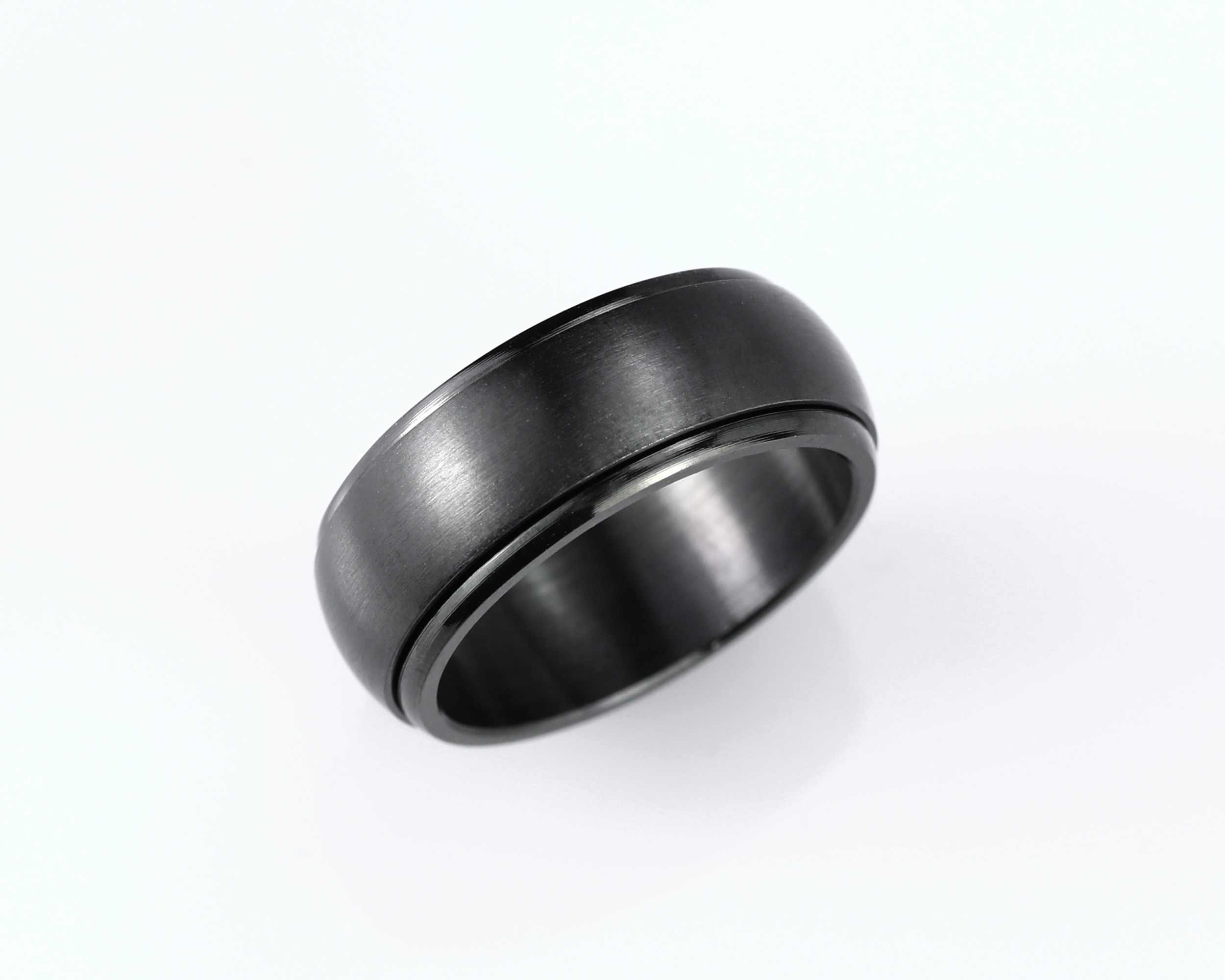 Black Rotating Ring for Endless Elegance,Anxiety Relief Spinner Ring for Men & Women, Calming Jewelry for Meditation