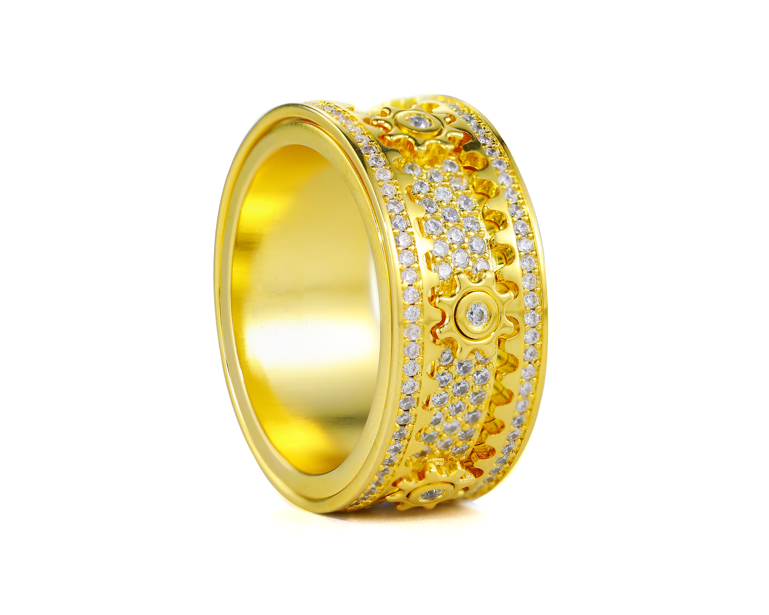 Moissanite Cogwheel Fidget Ring