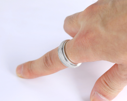 Iced Out Moissanite/Diamond Spinner Ring, Cubic Zirconia Fidget Ring For Men & Women, 925 Sterling Silver Calming Stone Meditation Ring
