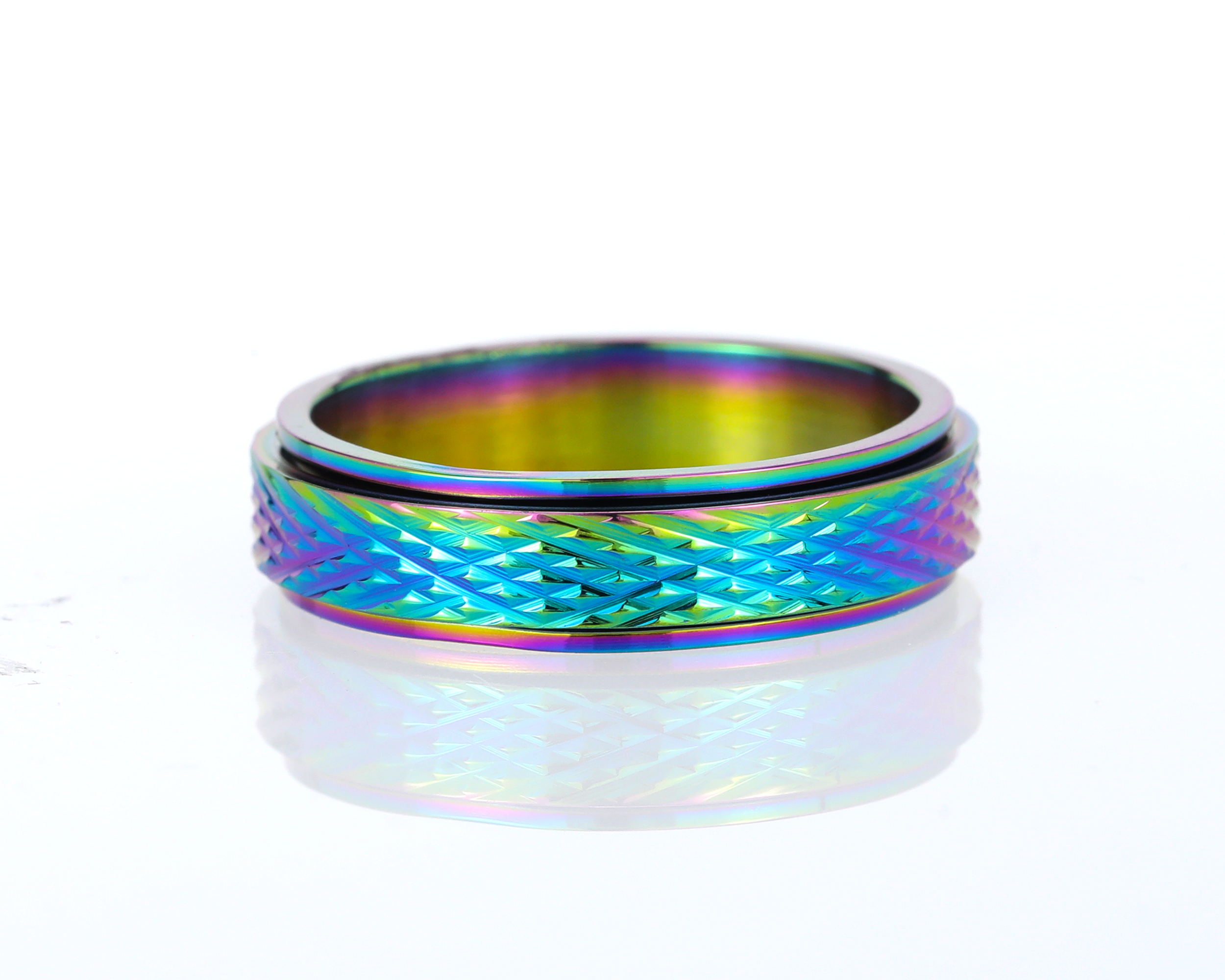 Colorful Ring,Spinner fidget Ring,Anxiety Relief Spinner Ring for Men & Women, Calming Jewelry for Meditation