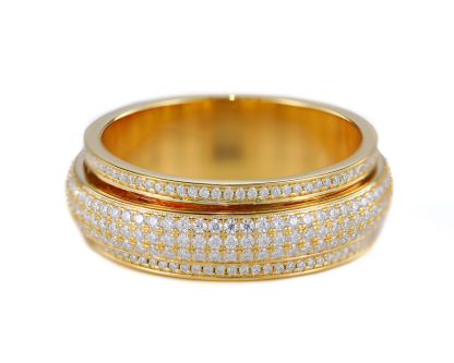 Iced Out Moissanite/Diamond Spinner Ring, Cubic Zirconia Fidget Ring For Men & Women, 925 Sterling Silver Calming Stone Meditation Ring