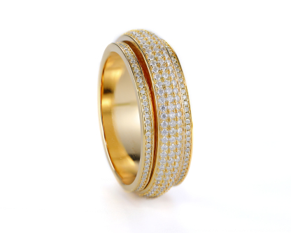 Iced Out Moissanite/Diamond Spinner Ring, Cubic Zirconia Fidget Ring For Men & Women, 925 Sterling Silver Calming Stone Meditation Ring