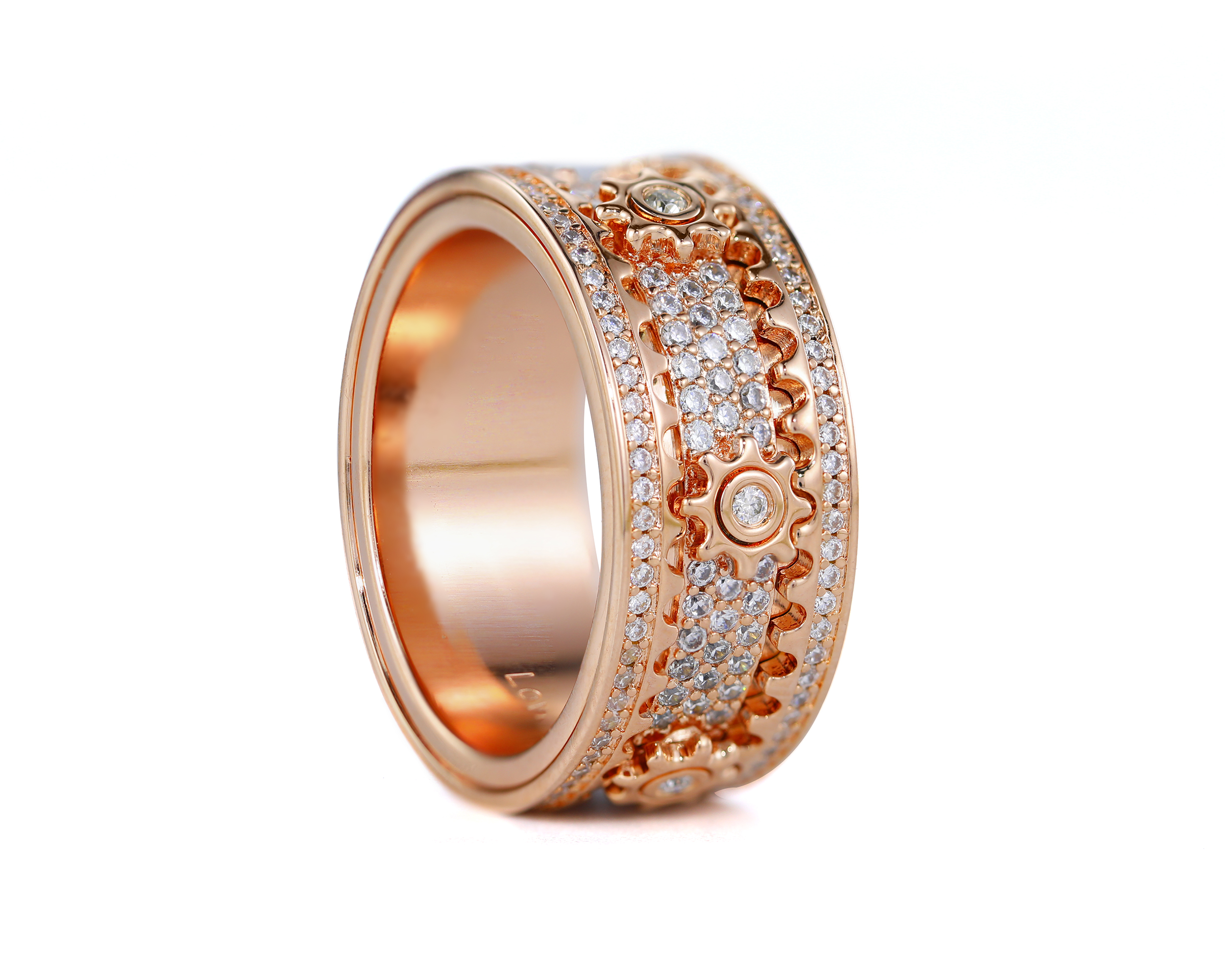 Moissanite Cogwheel Fidget Ring