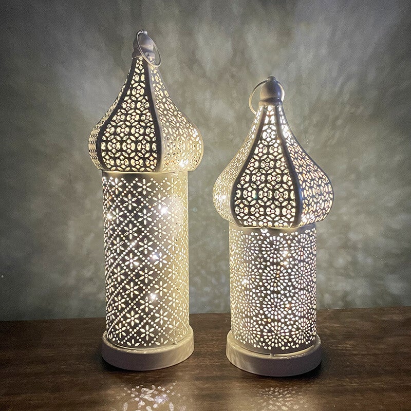 White Hollow Led Iron Wind Lamp