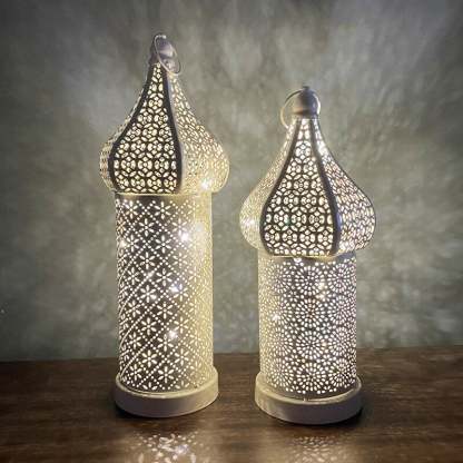 White Hollow Led Iron Wind Lamp