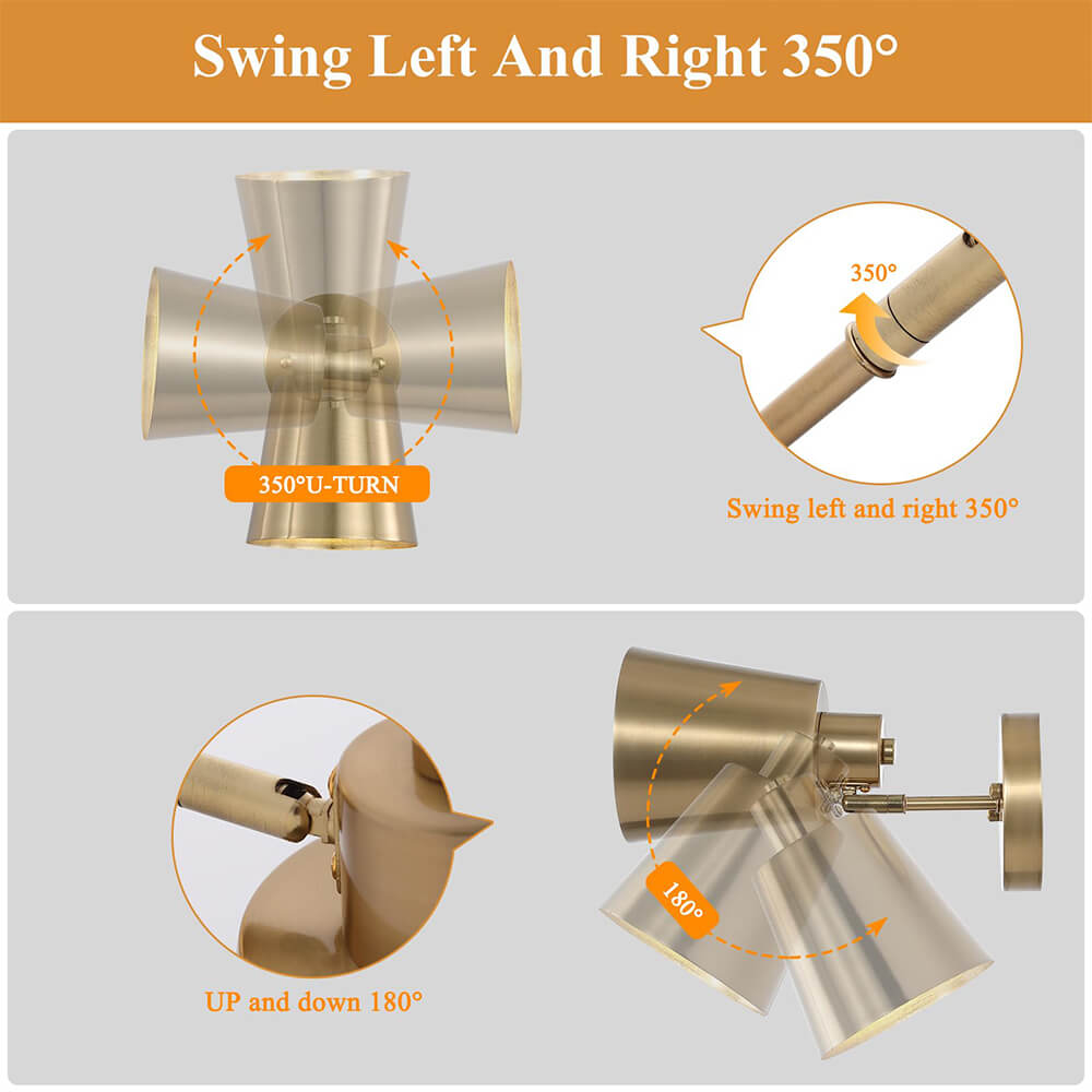Gold Modern Wireless Wall Light(2 Packs)