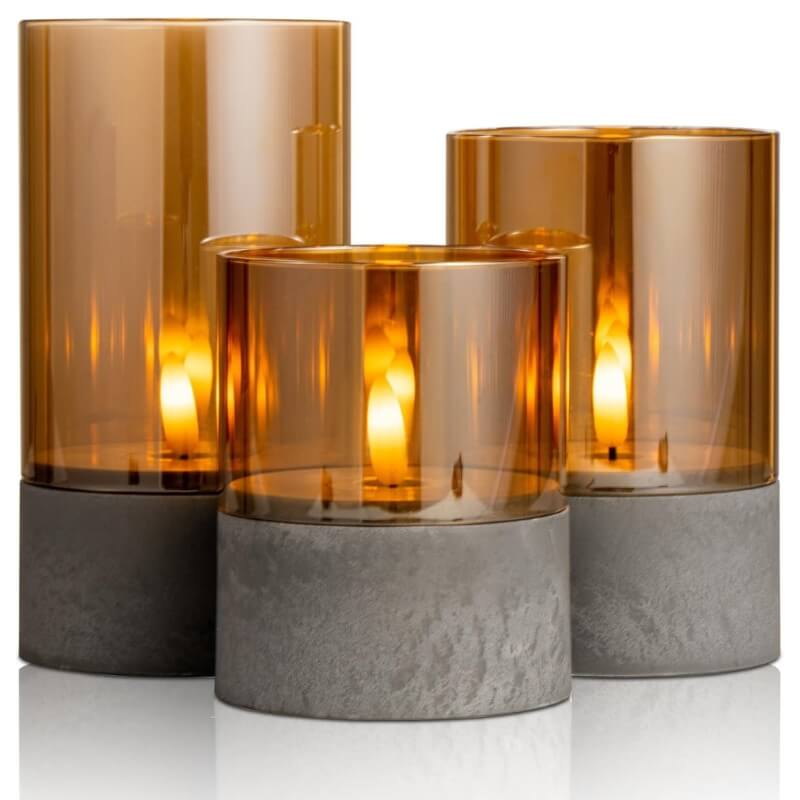 Gold Glass LED Candles(3 PCS)