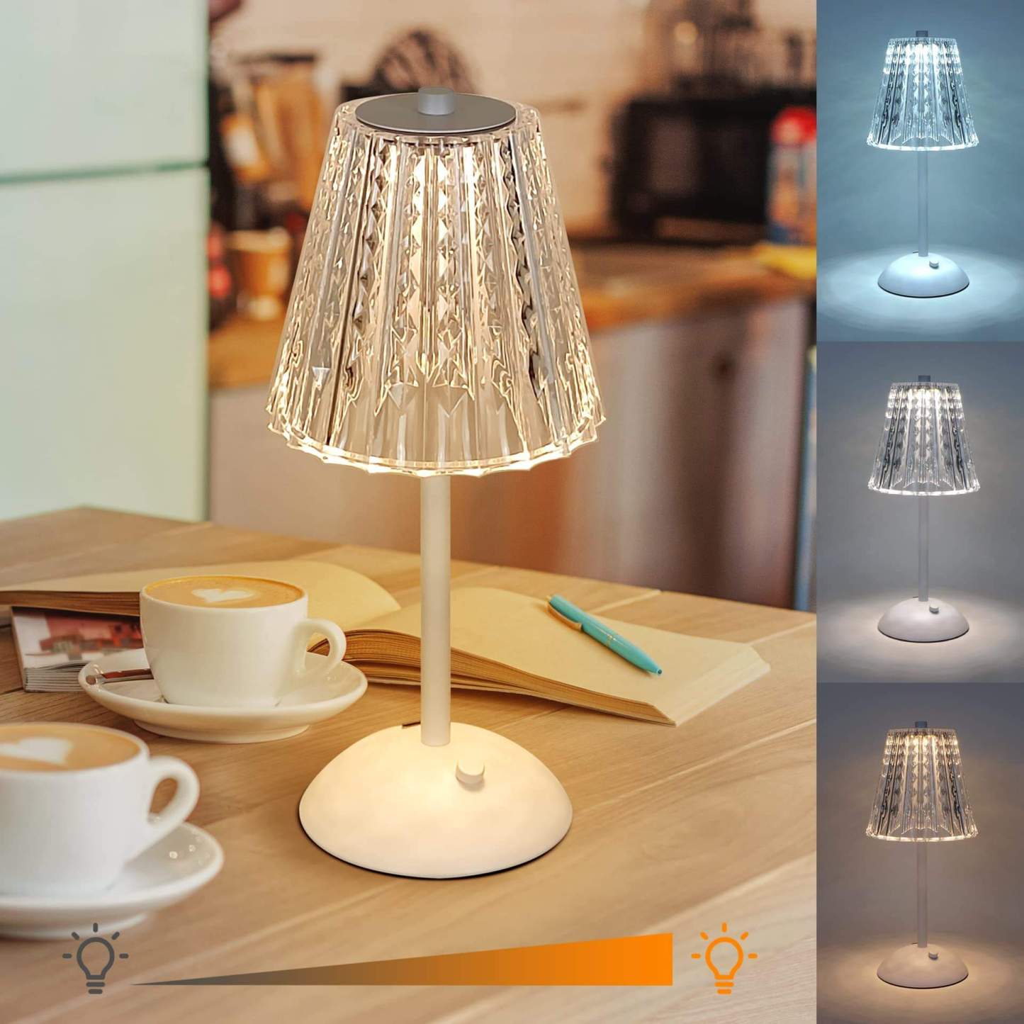 Crystal Metal Cordless Table Lamp