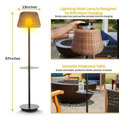 Solar Outdoor Floor Lamp with Table