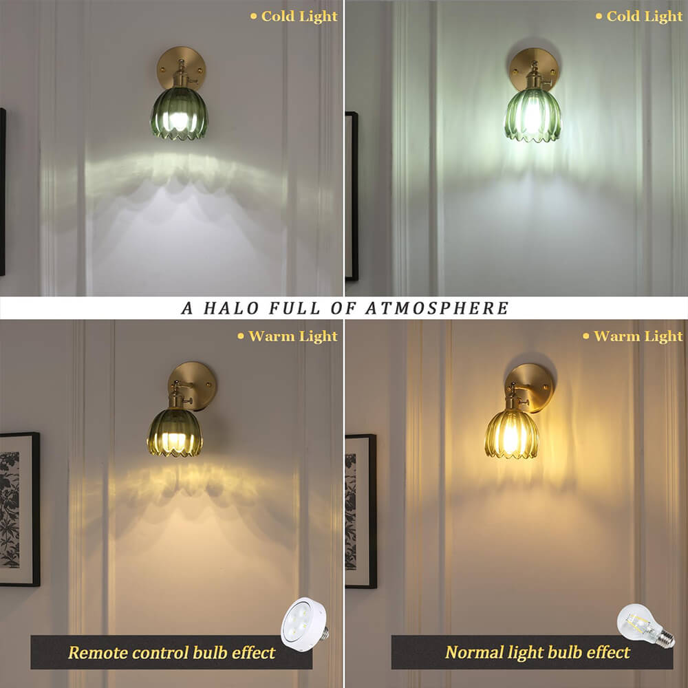 Vintage Tulip Glass Brass Sconces (Set of 2)