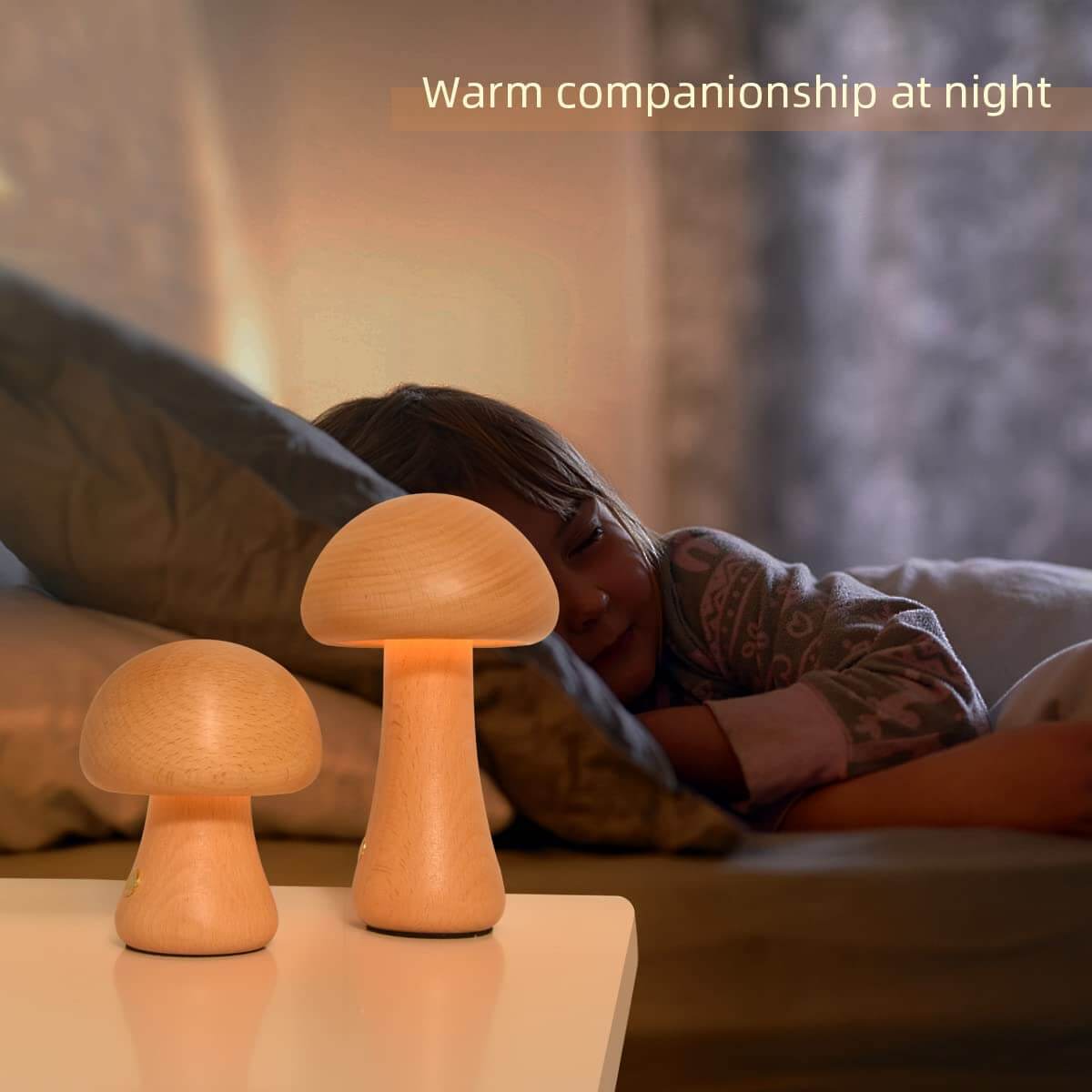 LED Wooden Mushroom Light