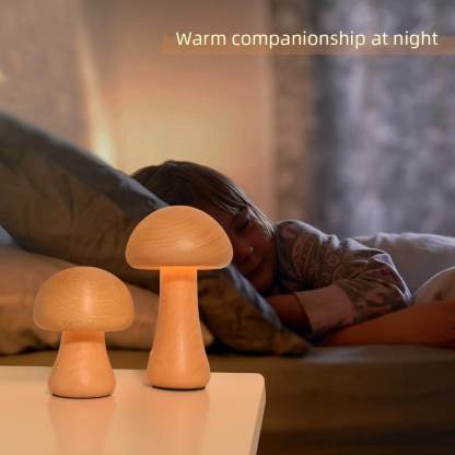 LED Wooden Mushroom Light