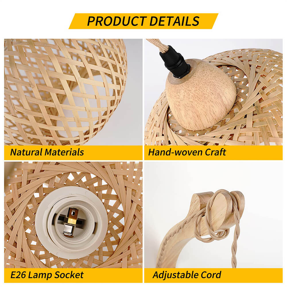 Wireless Bamboo Rattan Wall Light(2 Packs)