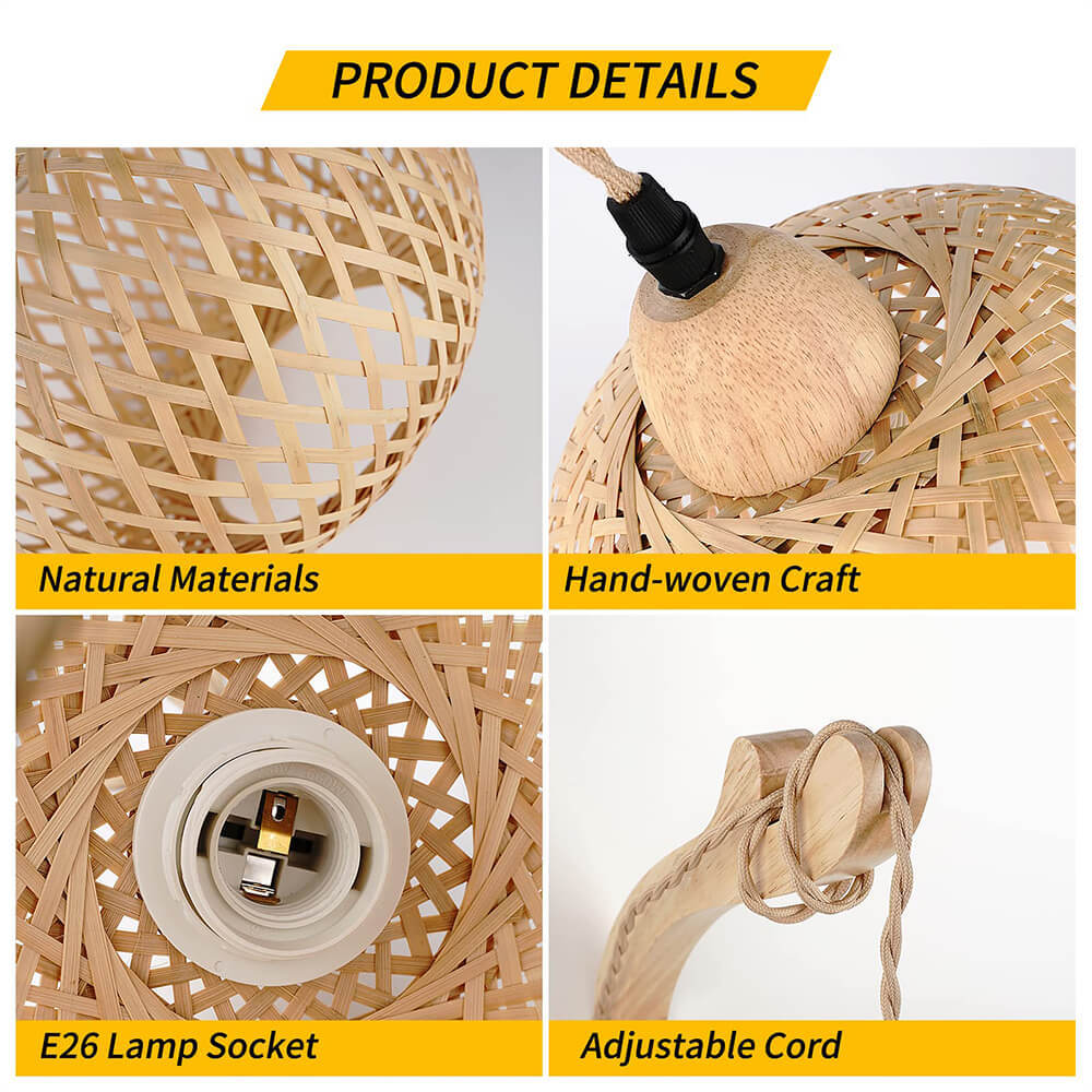Wireless Bamboo Rattan Wall Light(2 Packs)