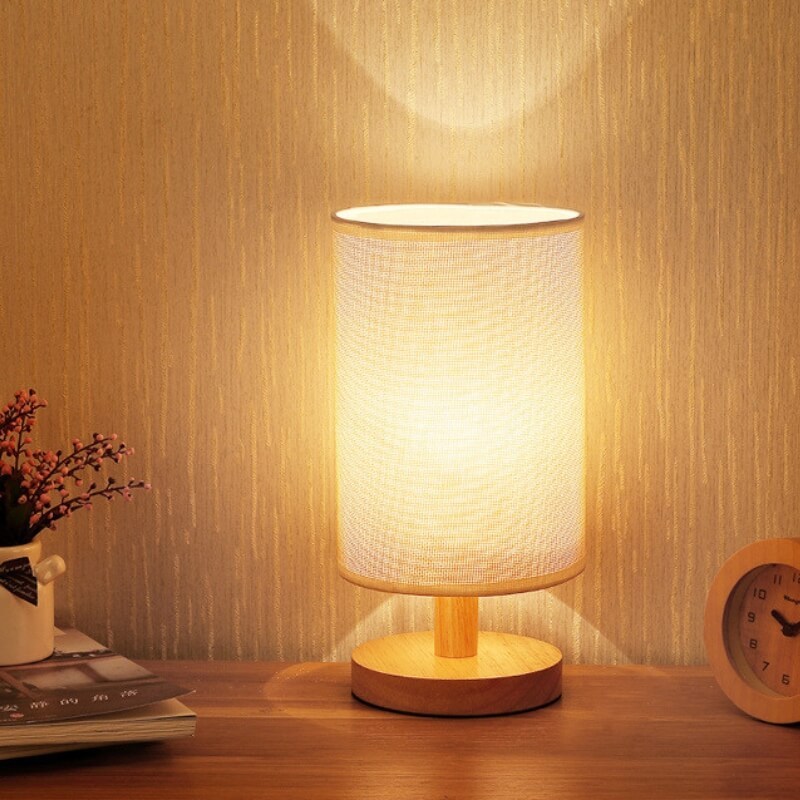 LED Fabric Wood Table Lamp